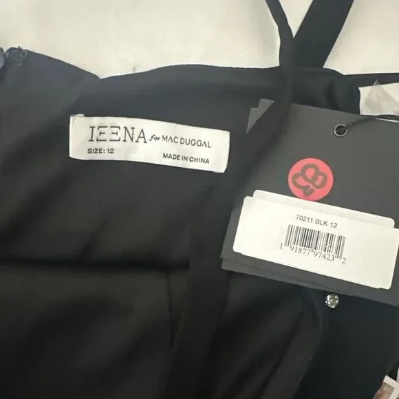 NWT IEENA MAC DUGGAL [ 12 ] 70211 Rhinestone Encrusted Square Neck Dress‎ black - Picture 5 of 5